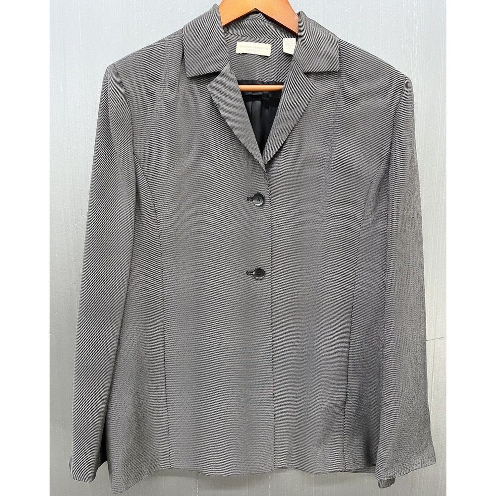 Valerie Stevens Blazer Women 16 Black Textured Long 2 Button Pockets Jacket